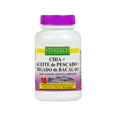 Vitatech Aceite de Pescado + Chia + Hígado de Bacalao x 60 Comp